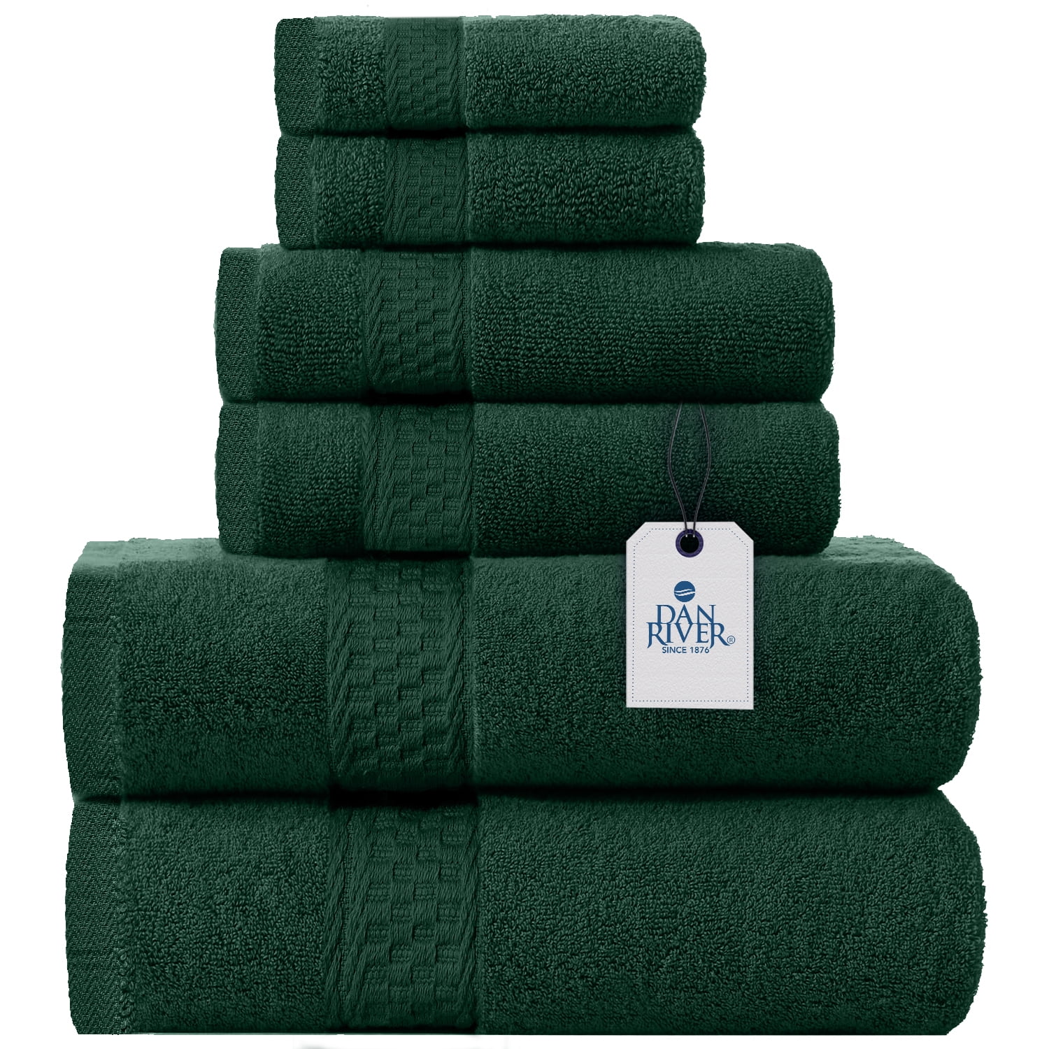 Dan River 100 Cotton 6 Pc Bathroom Towel Set 2 Oversized Bath Towels