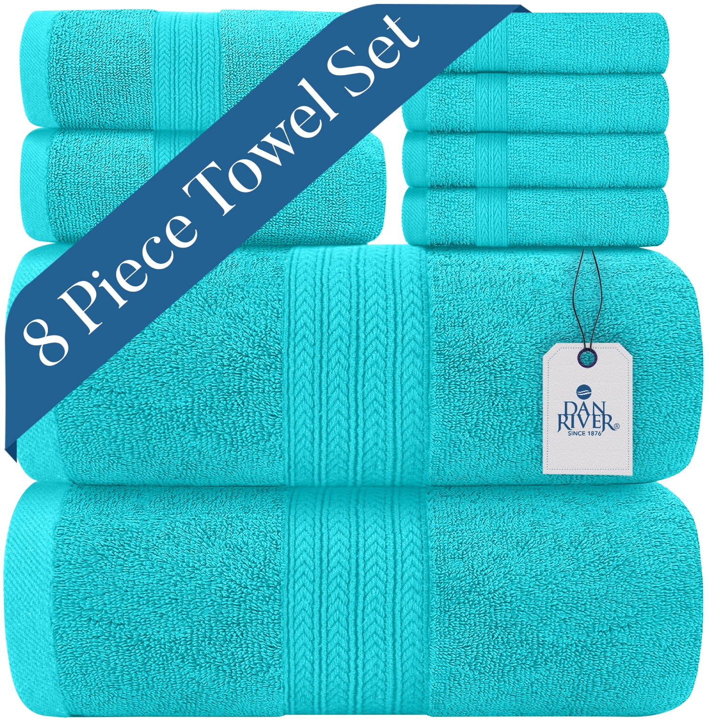 Dan River Superior 100 Cotton 8Pc Bath Towel Set 2 Bath Towels, 2