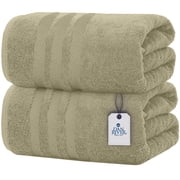 DAN RIVER 100% Cotton Oversized Bath Sheet Pack of 2 (beige - 35x70 In) | 550 GSM Ultra Soft Shower Towels | Quick Dry & Absorbent Beach Towels | Luxury Towel for Bathroom, Spa, Hotel & Gym