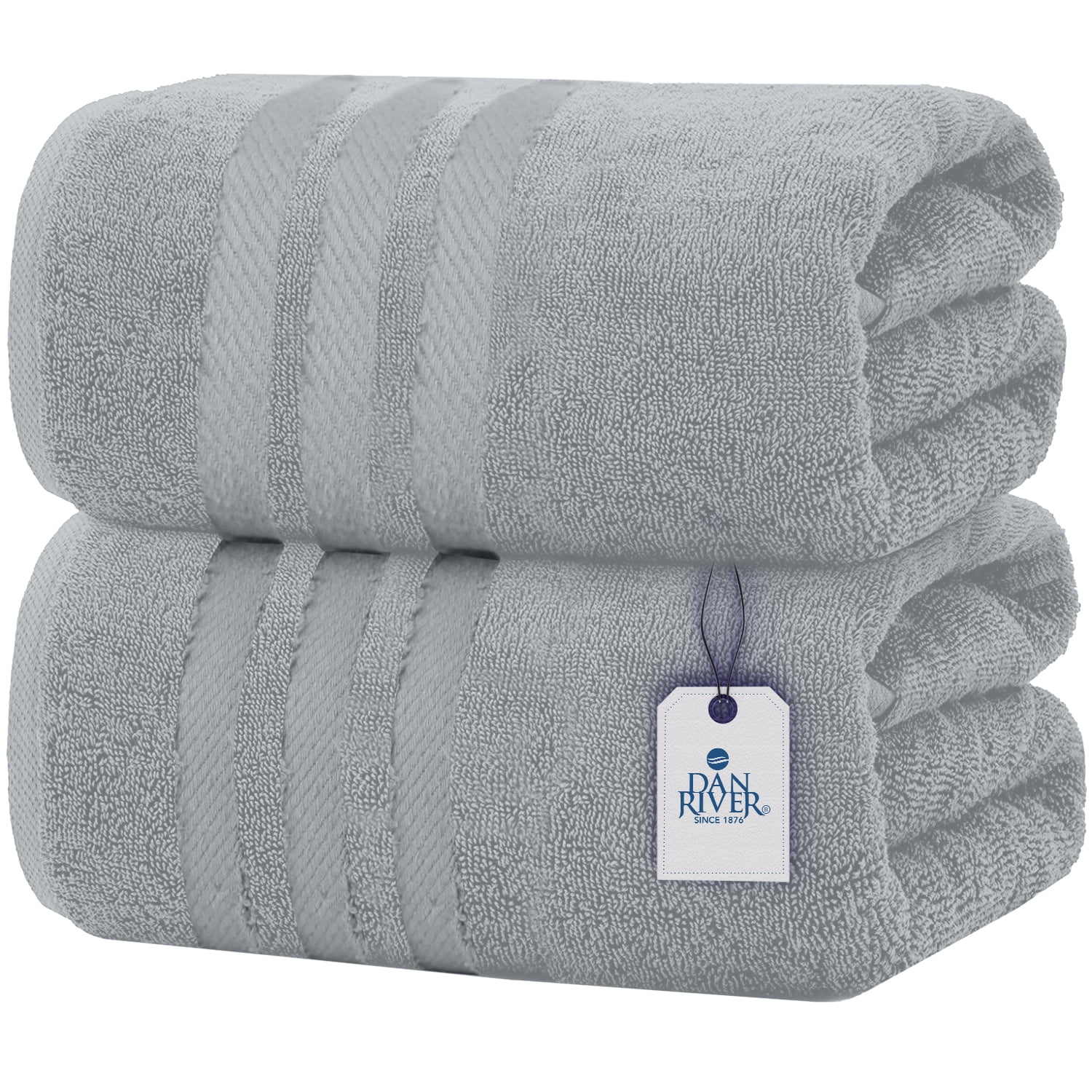 Dan River 100% Cotton XL Bath Sheet Set of 2| Adult Bathroom Spa Hotel| Jumbo 35x70 in| Quick ...