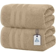 Dan River 100% Cotton Bath Sheet Set of 2 | Soft Oversized Bath Towels| Quick Dry Absorbent Bath Sheets | Bath Sheets Spa Hotel| Tan Bath Sheet Towel Set|35x70 in|550 GSM