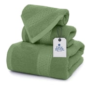 Dan River 3 Piece Towel Set Soft Quick Drying Cotton Bath Towel For Gym, Spa and Bathroom - Sage