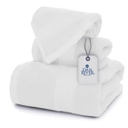 Dan River 3 Piece Towel Set Soft Quick Drying Cotton Bath Towel For Gym, Spa and Bathroom - White