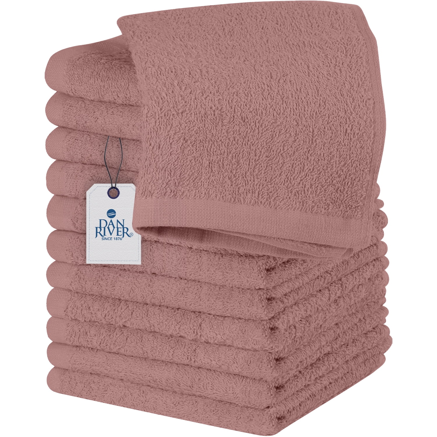 Dan River 100 Cotton Wash Towels 12 Pack for Bath Adults High Quality 12x12 Inches Dusty Rose Walmart
