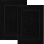 Dan River Black Bath Mat Classic Set 2 piece 21x34 in Soft Quick Drying Cotton Bathroom Rugs