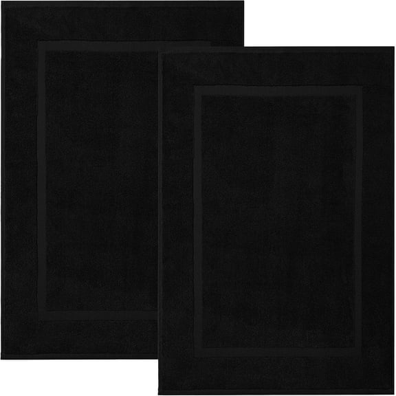 Dan River Black Bath Mat Classic Set 2 piece 21x34 in Soft Quick Drying Cotton Bathroom Rugs