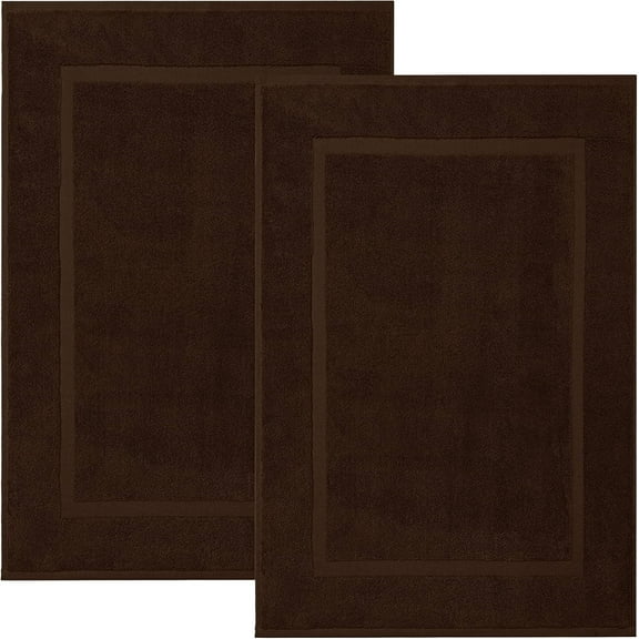 Dan River Brown Bath Mat Classic Set 2 piece 21x34 in Soft Quick Drying Cotton Bathroom Rugs