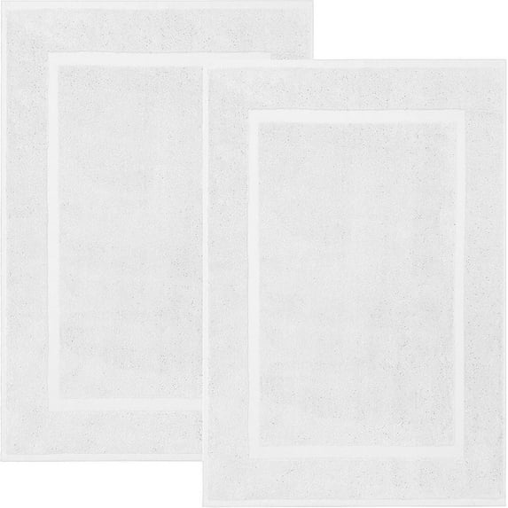 Dan River White Bath Mat Classic Set 2 piece 21x34 in Soft Quick Drying Cotton Bathroom Rugs