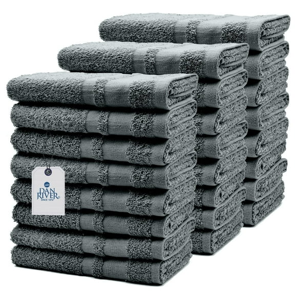 Dan River Salon Towel Pack of 24 Soft Quick Dry Absorbent Cotton Spa hand Towel - Gray 16x26in