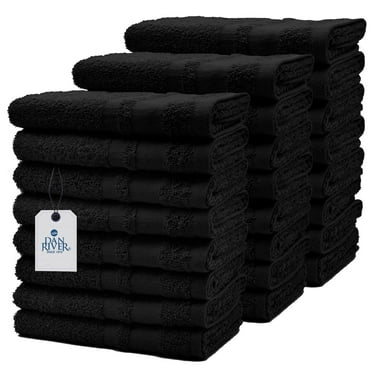 Dan River Salon Towel Pack of 24 Soft Quick Dry Absorbent Cotton Spa hand Towel - Black 16x26in