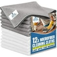 thumbnail image 1 of Dan River 100% Microfiber Washcloth Pack of 12 Household & Automotive Cleaning Cloth Gray/ White Colors, 12x12in, 1 of 8