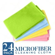 Dan River 100% Microfiber Washcloth Pack of 24 Household & Automotive Cleaning Cloth Assorted Colors, 12x12in