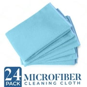 Dan River 100% Microfiber Washcloth Pack of 24 Household & Automotive Cleaning Cloth Blue Colors, 12x12in