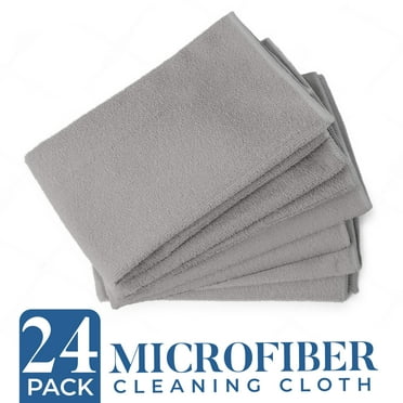Dan River 100% Microfiber Washcloth Pack of 24 Household & Automotive Cleaning Cloth Gray Colors, 12x12in