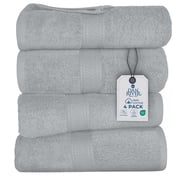Dan River Bath Towel 4 Pack 27x54 in Ultra Soft Quick Drying Cotton Towel - Silver
