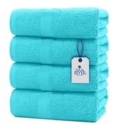Dan River Bath Towel 4 Pack 27x54 in Ultra Soft Quick Drying Cotton Towel - Aqua