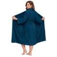 thumbnail image 1 of Dan River Bathrobe for Men and Women One Size Lightweight Cotton Terry Cloth Robe - Blue, 1 of 8