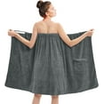thumbnail image 1 of Dan River Shower Wrap With Pocket Pack Of 1 Lightweight Terry Cotton Bath Towel Wrap - Gray, 32X60in, 1 of 7