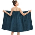 thumbnail image 1 of Dan River Shower Wrap With Pocket Pack Of 1 Lightweight Terry Cotton Bath Towel Wrap - Blue Opal, 32X60in, 1 of 7