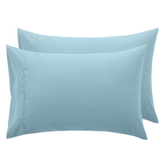 Dan River Standard Pillowcase Aqua Set of 2 with Envelope Closure Jersey Knit Cotton Ultra Soft Breathable - 22x32 in