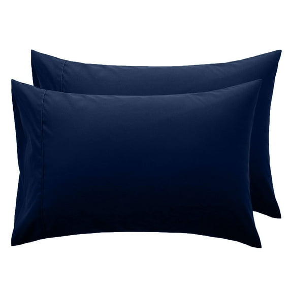 Dan River Standard Pillowcase Navy Set of 2 with Envelope Closure Jersey Knit Cotton Ultra Soft Breathable - 22x32 in