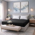 thumbnail image 1 of Dan River Twin Fitted Bottom Sheet only Jersey Knit Cotton Soft Absorbent with Deep Pocket - Black, 1 of 10