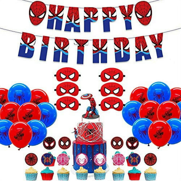 Dan&Y's PTY Spiderman party decoration superhero birthday party supplies  Happy Birthday Banner mask Balloon Set