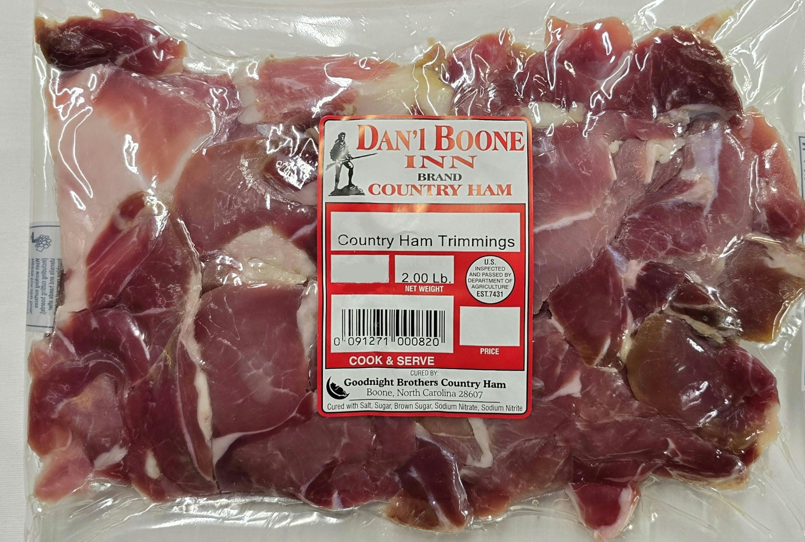 Dan'l Boone Country Ham Trimmings 2 Pound Vacumm Sealed Shelf Stable