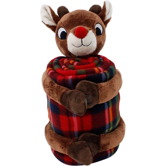 DanDee Brown Rudolph Plush and Large Throw Bundle