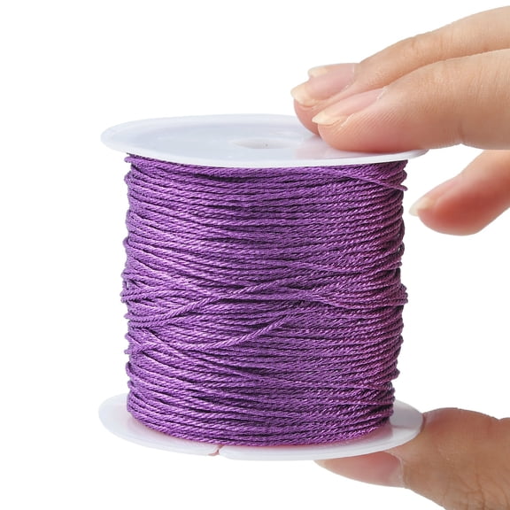 DanLingJewelry 1 Roll 25M 12-Ply Metallic Thread 0.8mm Purple Embroidery String Rope for Jewelry Making Gift Wrapping