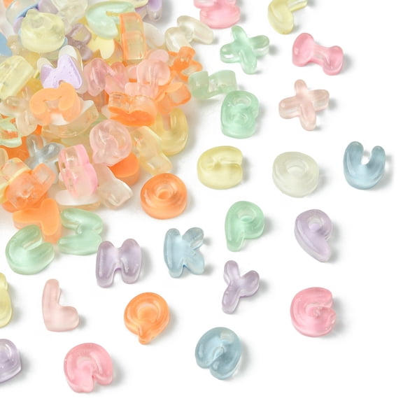DanLingJewelry 100 pcs Mixed Colors Transparent Letter Theme Resin Cabochons Alphabet Initial No Hole Beads for DIY Jewelry Scrapbooking Embellishment Craft Phone Art Nail