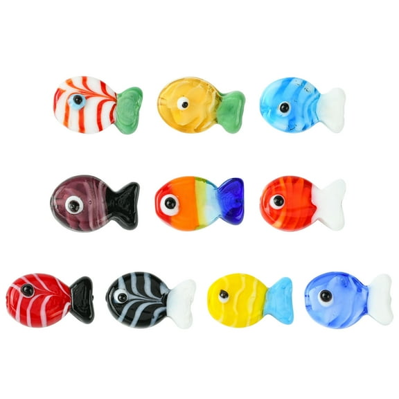 DanLingJewelry 10Pcs Colorful Fish Lampwork Glass Beads Handmade Sea Ocean Animals Spacer Beads for DIY Crafts Necklaces Jewelry Making