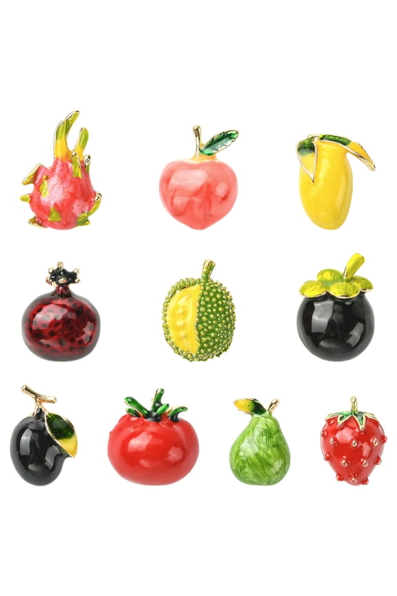 10Pcs Enamel Fruit Lapel Pins Delicate Strawberry Mango Durian Pomegranate Brooches Pin Badges for Clothing Backpack Hat Decor