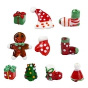 DanLingJewelry 10Pcs Mixed Styles Christmas Theme Handmade Lampwork Glass Beads Festive Holiday Craft Supplies Funny Xmas Glass Space Beads for DIY Jewelry Making