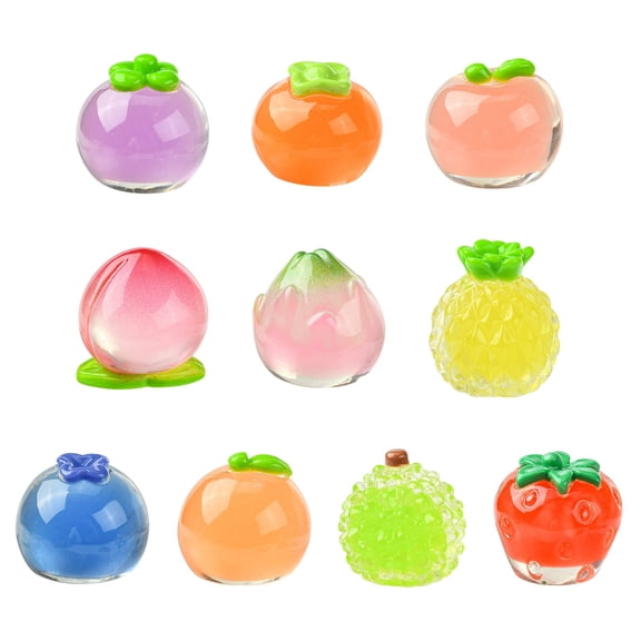 DanLingJewelry 10Pcs Mixed Styles Realistic 3D Fruit Charms Transparent Food Themed Decor Strawberry Apple Pineapple Resin Cabochons for DIY Jewelry Phone Cases Scrapbooking