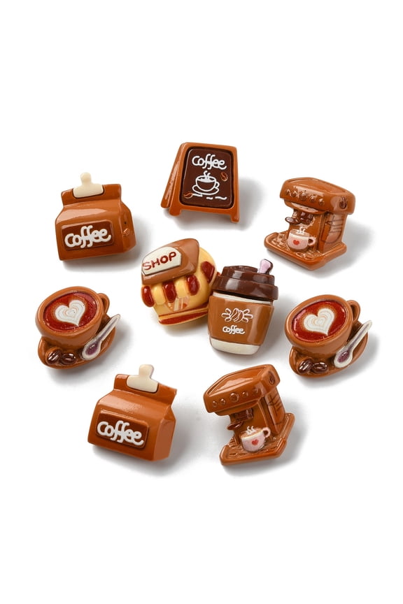 12Pcs Cafe Theme Coffee Bottle Cup Bean Brooch Pins Resin Drink Beverage Lapel Pins for DIY Backpacks Clothes Hats