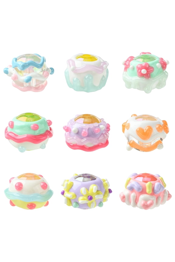 18Pcs Random Handmade Enamel Bumpy Acrylic Bubblegum Beads Large Round Enamel Acrylic Focal Beads for Keychain Bracelets Jewelry Making