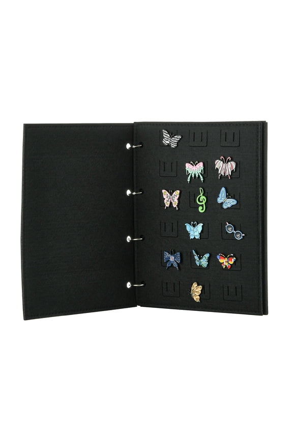 1Pc Enamel Pin Display Book with 4 Pages, Portable Pin Trading Book Felt Cover Pin Organizer Pin Collection Display for Pins, Brooches, Badges Storage and Presentation