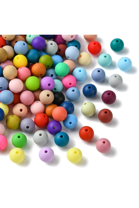 200Pcs Small Silicone Round Beads Random Color 9mm Focal Silicone Beads for DIY and Keychain Accessories Crafts Making