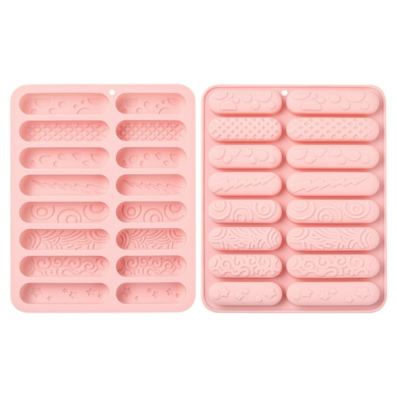 DanLingJewelry 2Pcs Long Strips Chocolate Bar Molds 16 Cavity Finger Bscuit Silicone Baking Molds for DIY Cookie Chocolate Candy Cake Decor