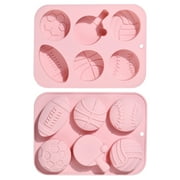 DanLingJewelry 2Pcs Sports Theme Football Basketball Volleyball Tennis Rugby Silicone Baking Molds for DIY Party Cake Jelly Chocolate Candy Decor