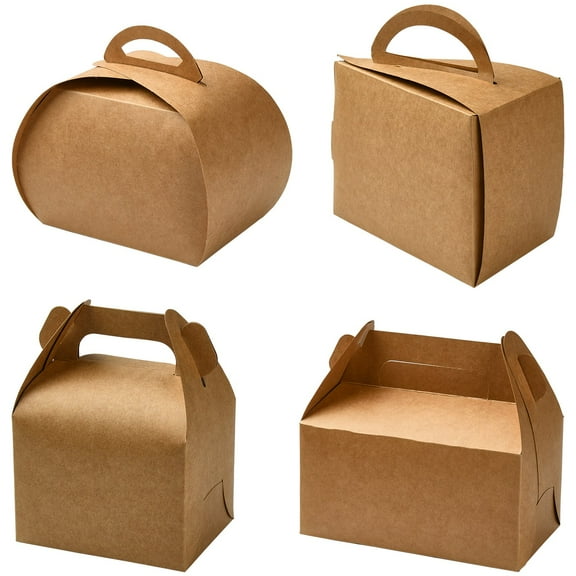 DanLingJewelry 40 Pack 4 Styles Brown Kraft Paper Cake Boxes Cupcake Container Gable Boxes Party Faver Gift Boxes for Birthday Party Wedding