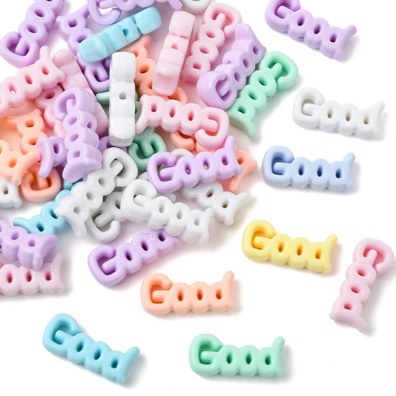 DanLingJewelry 40Pcs Opaque Word Good Acrylic Beads Alphabet Letter Loose Spacer Beads with Vertical Hole for Jewelry Making Crafts