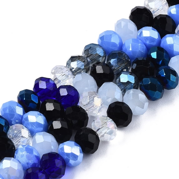 DanLingJewelry About 1800Pcs Dark Blue Faceted Glass Beads 6mm Rondelle Spacer Beads for Jewelry Making Beading Craft Projects