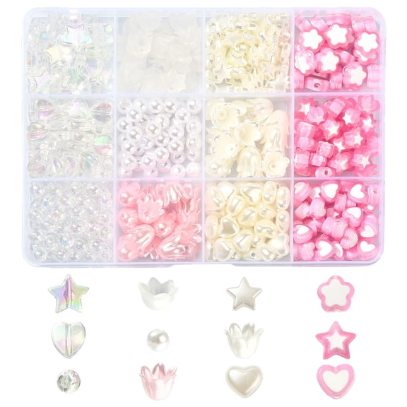DanLingJewelry Acrylic Stars Hearts Round Beads Kit for Jewelry Making, 6-10mm, 420 Count