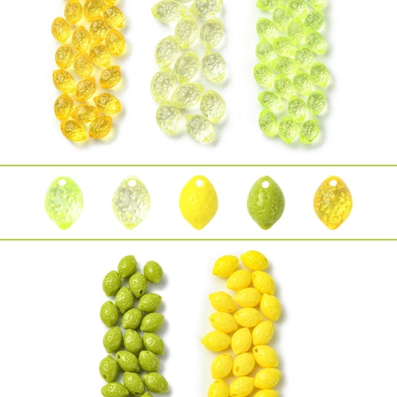 DanLingJewelry Approx 100Pcs Baking Paint Acrylic Lemon Shape Beads Cute 3D Imitation Fruit Beads for DIY Jewelry Making Crafting