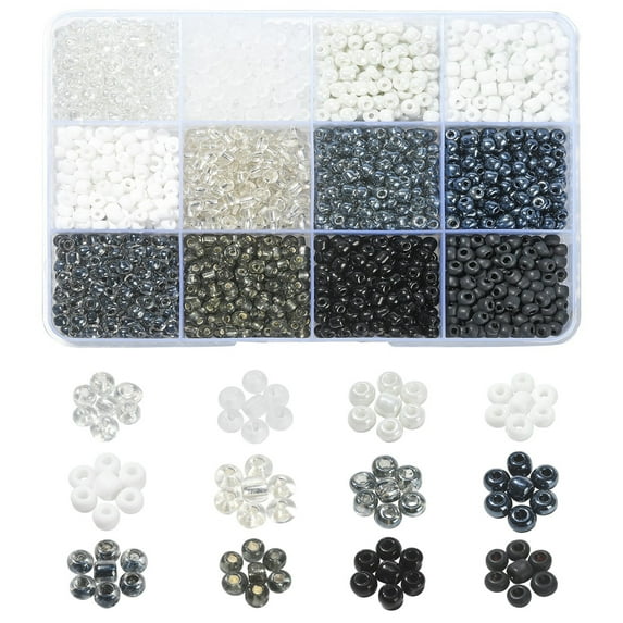 DanLingJewelry Black & White Seed Beads, 4mm, 1800 Count