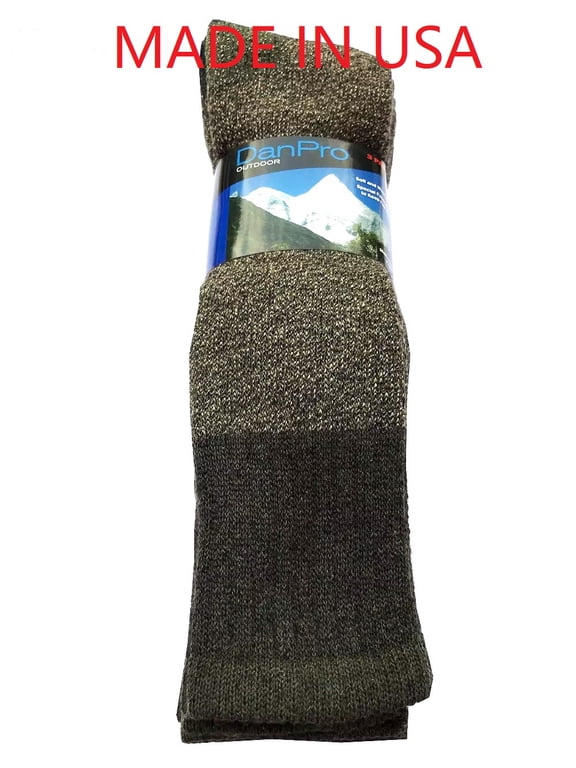 DanProMen's 3 Pairs OUTDOOR WOOL SOCKS Fit Shoe Size 7-12 " Over The Calf & Heavy Duty " Made in USA
