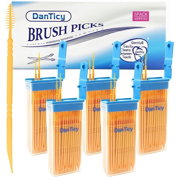 DanTicy Soft Bristle Interdental Picks Orange 600Count