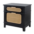 thumbnail image 1 of Dana 27 Inch Bedside Table, 2 Rattan Drawers, Pine Wood, Black, Brown- Saltoro Sherpi, 1 of 5